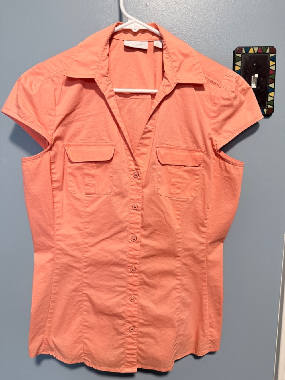 New York & Company Coral Short-Sleeve Button-Down Shirt